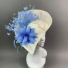 THG7462 - Cornflower Blue & Ivory Fascinator*The Hat Girls Fashion
