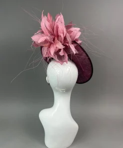 THG7480 - Merlot & Rose Pink Fascinator*The Hat Girls New