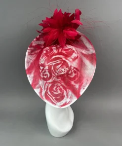 THG7491 - Red & White Roses Graffiti Fascinator*The Hat Girls Discount