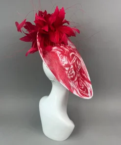 THG7491 - Red & White Roses Graffiti Fascinator*The Hat Girls Discount