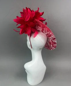 THG7491 - Red & White Roses Graffiti Fascinator*The Hat Girls Discount