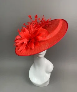 THG7439 - Tomato Red & Red Fascinator*The Hat Girls Hot