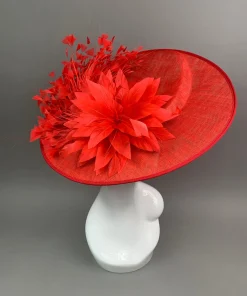 THG7439 - Tomato Red & Red Fascinator*The Hat Girls Hot